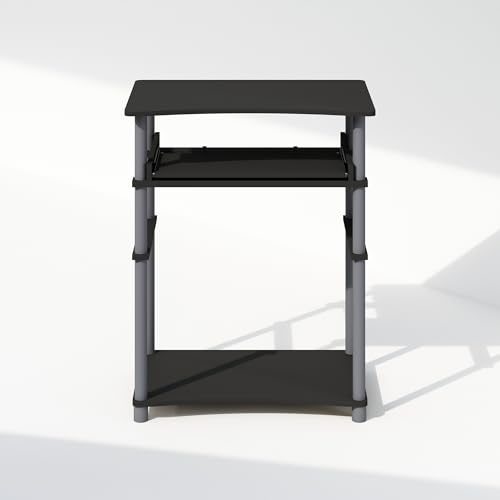 Furinno Home 23.6" Wide Desk with Keyboard Tray, Black - color: Black/Grey, size: 23.6 Inch Wide