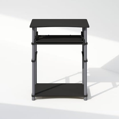 Furinno Home 23.6" Wide Desk with Keyboard Tray, Black - color: Black/Grey, size: 23.6 Inch Wide