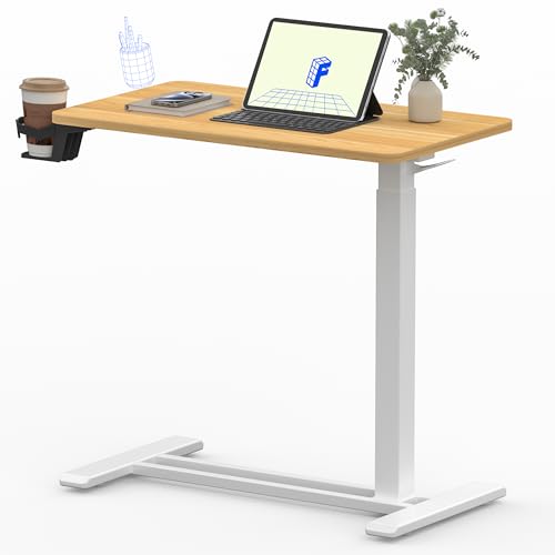 FLEXISPOT 28" Mobile Standing Desk Pneumatic Lift Computer Workstations | Computer workstation desk with hidden wheels,Laptop Rolling Cart for home office and small spaces.27.6"W x 15.7"D,Maple - color: Maple, size: 28x16