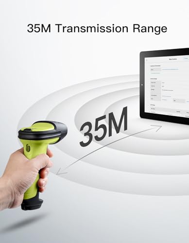 Inateck 2D Barcode Scanner, Wireless Bluetooth QR Reader, 2600mAh Battery, AI APP & SDK - color: Green