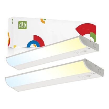 ASD LED Under Cabinet Lighting, 18 inch 8W 715 LM, Dimmable Hardwired Under Cabinet Lights for Kitchen, 3000K Soft/4000K Cool/5000K Daylight, Under Counter Light Fixtures, ETL, White, 2 Pack - color: 18 Inch White, size: 2 Pack