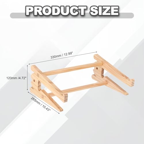 PATIKIL Wooden Laptop Stand, 1 Pack Dual-Use Laptop Stand Vertical Sturdy Pine Wood Anti-Slip Ventilated Space-Saving Notebook Riser for 13-18 Inch Desk Tablets, Koi-Shaped - size: 13-18 Inch