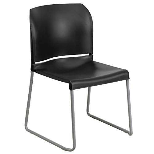Flash Furniture Hercules Stack Chair, Black | Sled Base, Powder Coated, Contoured, 880 LBS. Weight Capacity - color: Black, size: Set of 1