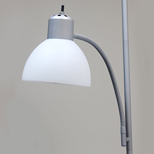 Simple Designs LF2000-SLV-LB 71.5" Traditional Floor Lamp with Adjustable Reading Light, LED Bulbs Included, Silver - color: Silver, size: Bulb Included, style: Bulb Included