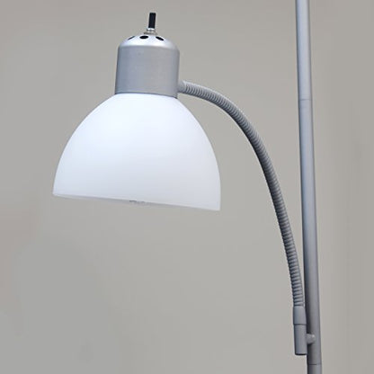 Simple Designs LF2000-SLV-LB 71.5" Traditional Floor Lamp with Adjustable Reading Light, LED Bulbs Included, Silver - color: Silver, size: Bulb Included, style: Bulb Included