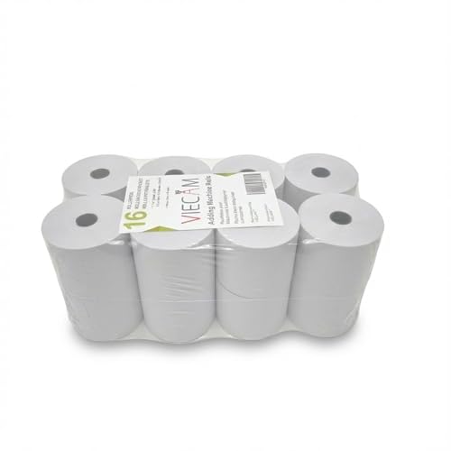 2 1/4" x 150' White Adding Machine Paper Rolls – One Ply Register/Calculator/10-Key Paper for Printing Calculators and Registers – 16 Rolls