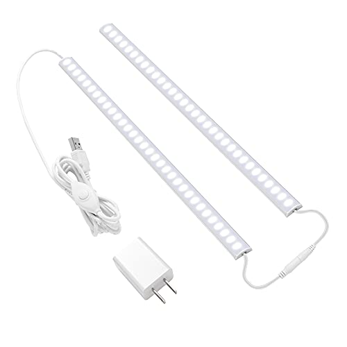 Plug-in Under Cabinet Lighting, 2pcs 12 Inch Dimmable Closet Light, Cold White 6000K Linkable USB LED Light Bar, Memory Function, Under Counter Lights for Kitchen, Desk, Workspace - color: Cold White, size: 2*12 Inch