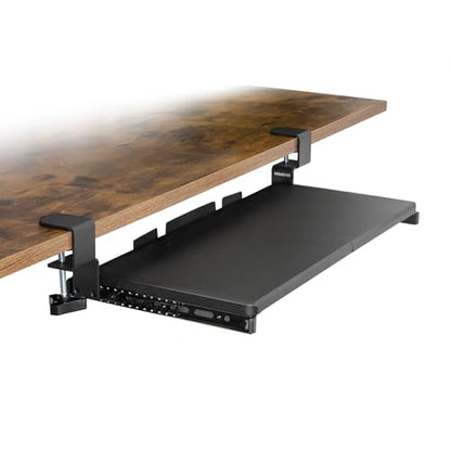 Mount-It! 24” Clamp-On Under Desk Keyboard Tray, Slide-Out Keyboard Drawer for Desk, Ergonomic Pull-Out Platform with Smooth Gliding Tracks, No-Drill C-Clamp Mount, Under Desk Keyboard Holder - size: 24" x 11"