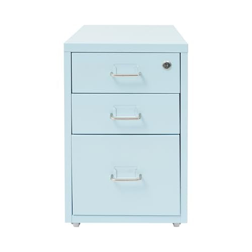 2 Drawer Vertical File Cabinet Mobile With Lock Vertical File Cabinet | Blue Sturdy Steel Storage Unit Equipped With Smooth Glide Drawers Lockable Rolling Wheels Space Saving Under Desk Design - color: Blue