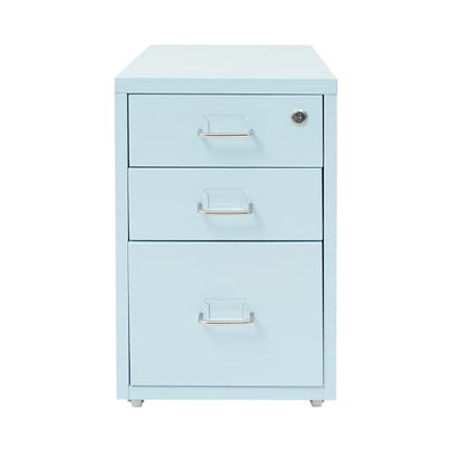 2 Drawer Vertical File Cabinet Mobile With Lock Vertical File Cabinet | Blue Sturdy Steel Storage Unit Equipped With Smooth Glide Drawers Lockable Rolling Wheels Space Saving Under Desk Design - color: Blue