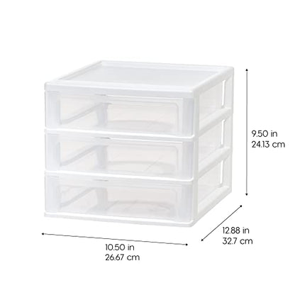 IRIS USA 2-Pack, 3-Drawer Medium Plastic Stacking Desktop Organizer, White - color: White, style: Medium - 2 Pack