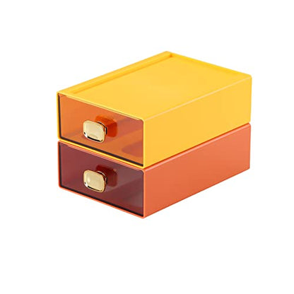 Desktop Storage Drawers, Stackable Countertop Organizer with Drawers - color: 2 Middle Drawers, OG & YE