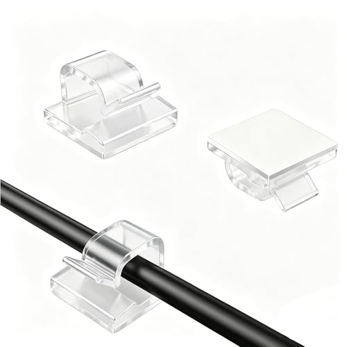10 Pack Adhesive Cable Clips for Cord Management, Small Wire Holders for Desk Wall Car, Strong Sticky Cable Organizer for Phone Charger, USB, TV, Ethernet & More (10, Clear) - color: Clear