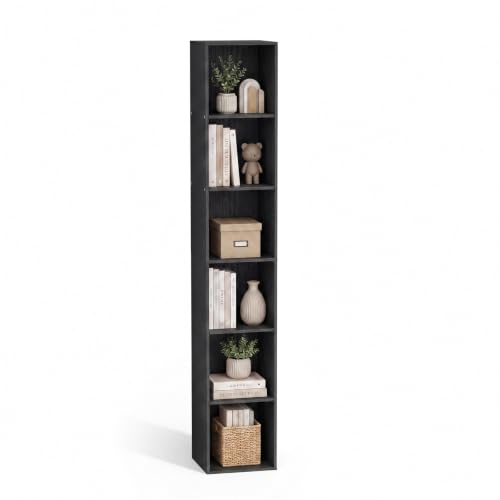 6 Cube Black Book Shelf, Tall Bookcase for Bedroom Home Office Living Room | Black Bookshelf, Black Bookcase, Cube Bookcase, 6 Cube Book shelf Storage, Shelf, Shelving,Wooden Bookcase - color: Black, size: 6 Cube