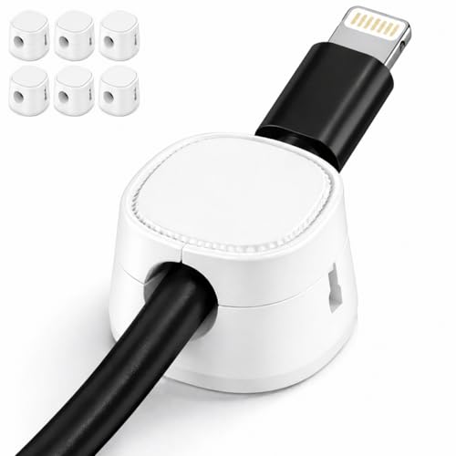 6-Pack Magnetic Cable Clips, Strong Adhesive Cord Holder for Desk, Nightstand, Car & Cable Management, White - color: White