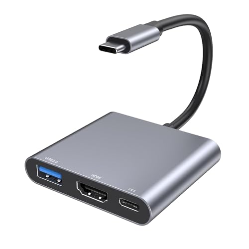 USB C to HDMI Adapter, Type-C Hub Converter to 4K HDMI Output, USB 3.0 Port & 100W PD Fasting Charging Port, USB-C Digital AV Multiport Adapter for MacBook Pro/Air, iPad Pro and More USB-C Devices - color: Grey 01-USB C Hub