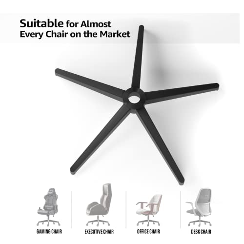 Sytopia 28'' Heavy Duty Office Chair Base Replacement with Cross Metal Legs (2400 lbs), Universal Gas Cylinder & Caster Sockets, Matte Black - color: Matte Black