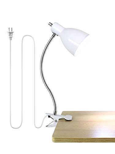 LALISU Desk lamp Eye-Caring Table Lamps, 360°Rotation Gooseneck Clip Lamp | Reading Desk Light Portable Reading Book Light Clamp Study Desk Lamps for Bedroom and Office Home Lighting (White) - color: White