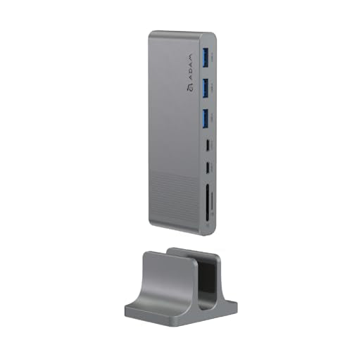 ADAM elements HUB Pro S 12-in-1 USB-C Hub, Triple Display Docking Station with Dual 4K HDMI, VGA, 100W PD Fast Charge, Ethernet, SD/TF for MacBook Pro/Air M4/M3/M2/M1, iPad, Windows Laptop