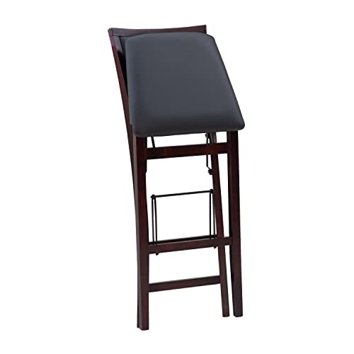 Linon Keira Pad Back Folding Bar Stool - color: Merlot/Brown, style: Bar Stool