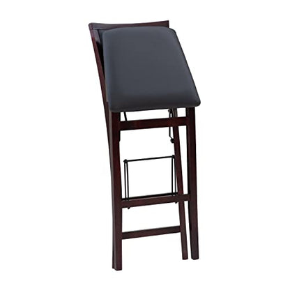 Linon Keira Pad Back Folding Bar Stool - color: Merlot/Brown, style: Bar Stool