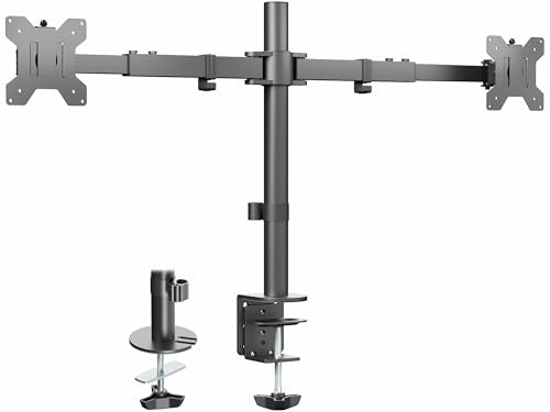 VIVO Dual LCD LED 21 to 32 inch Monitor Desk Mount, Heavy Duty, Adjustable Telescoping Arms, Flush Wall Setup, Fits 2 Screens, Black, STAND-V002E - color: Black, size: 21" to 32"