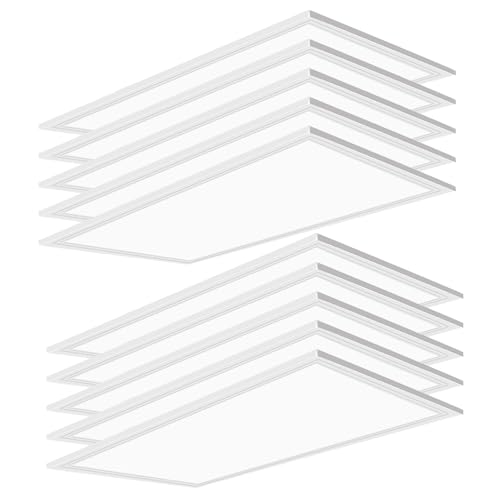 2x4 LED Flat Panel Light,10 Pack 7800 LM Drop Ceiling Office Light Fixture,5000K Commercial Lights 2x4ft,0-10V Dimmable, 2x4 Recessed Edge-Lit Troffer Fixture, Lighting for Office Kitchen,ETL Listed - size: 10pack-2x4