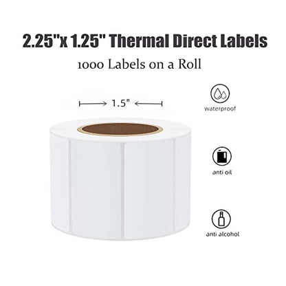Hybsk 2.25x1.25 inch Direct Thermal Labels for Barcodes, Address, Compatible with Rollo Label Printer & Zebra Desktop Printers (2.25"x1.25",White) - color: 1 Roll White, size: 2.25"x1.25"