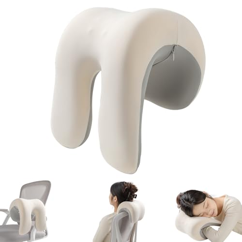SheRest Office Chair Neck Pillow, Memory Foam Ergonomic Nap Pillow Office Chair Headrest Accessory, Neck Support Pillow Ideal for Office and Gaming, Gray and White - color: White and Gray