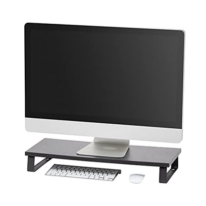 IRIS USA 1-Tier Multi-Purpose Modern PC Monitor Organizer Stand with Metal Legs, Ergonomic Desktop and Countertop Riser for Computer Laptop TV Kitchen Pantry and Closet Organization, Black | Elevates monitors and laptops while organizing keyboards, office
