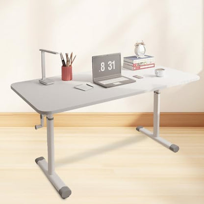 Adjustable Height Standing Desk with Manual Crank, Gaming Desk, Home Office Workstation, Computer Desk, White, 100cm - Ergonomic & Flexible Design for Productivity (White 120cm) - size: 120cm
