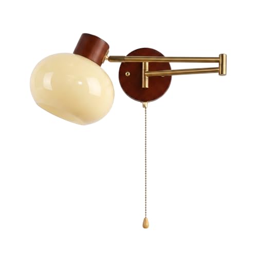 KCO Lighting Modern Brass Glass Globe Swing Arm Pull Chain Wall Sconce - color: 18cm Yellow