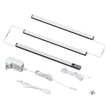 LUMILAND 3 Pcs 12-inch Led Under Cabinet Lighting Plug-in with Hand Wave, Dimmable 6000K Cold White Under Counter Lights Linkable with Memory Function for Kitchen - size: 3 Pack