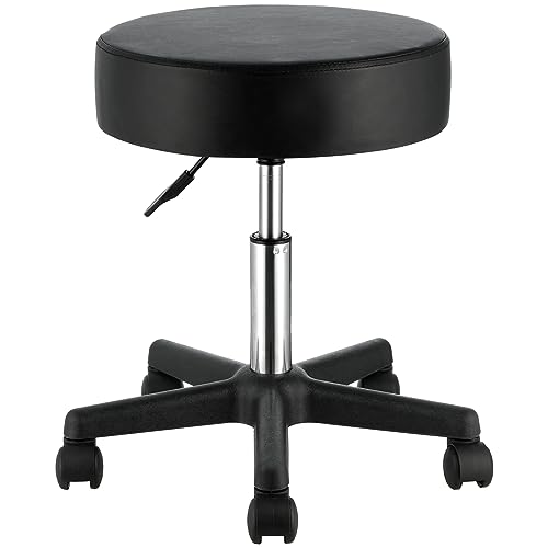 VEVOR Rolling Stools with Wheels 400LBS Weight Capacity Swivel Stools Chair - color: Black, size: 19.69"D x 19.69"W x 18.11"H