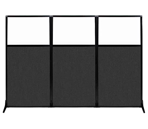 Versare Workstation Partition | Portable Wall Divider | Modern Office Cubicle | Free Standing Privacy Screen | Flexible Work Space | 99" x 70" W/Window, Black Fabric Panels - color: Black, size: 99" Wide x 70" Tall W/ Window