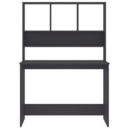 Desk with Shelves Gray 43.3x17.7x61.8 Inches Vertical Engineered Wood Desk for Small Space, Organize Folders Documents and PC Equipment - color: Grey