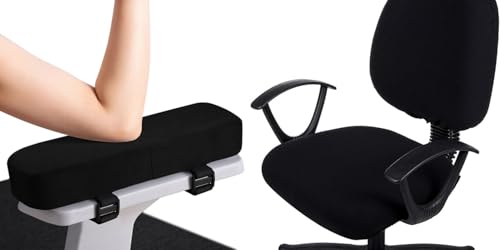 Smiry Ergonomic Office Chair Armrest Pads Black, Set of 2 Stretch Jacquard Office Computer Chair Seat Covers Black, Seat + Backrest Cover