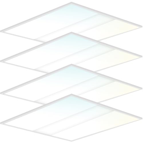 2x2 FT 4 Pack LED Drop in Troffer Center Basket Panel Ceiling Office Light Fixture, 5 Color Tunable 3500K/4000K/5000K/5700K/6500K, 0-10V Dimmable Chandeliers, ETL+DLC 5.1 Certified - size: 2.2ft