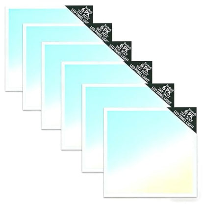 6 Pack 2x2 LED Flat Panel Light Drop Ceiling Office Fixture 5 CCT 3000K-6500K Adjustable & 5 Wattage 15W-20W-30W-40W-50W Selectable, 0-10V Dimmable，Flush Mount Ceiling Light - size: 2x2 6PACKS