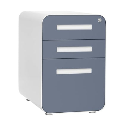 Laura Davidson Furniture Stockpile 3 Drawer File Cabinet with Lock - Under Office Desk Metal Filing Cabinet, Legal/Letter File Folders, Wheels and Stationary Feet, Pre-Assembled, Coastal Blue - color: Coastal Blue