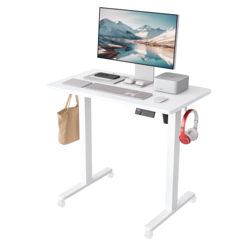 Monomi 35"x20" Small Electric Standing Desk,Whole Piece Desktop,White - color: White, size: 35x20