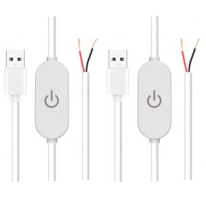 2 Pack Led Strip Lights On/Off Switch Cable with 2 Pin Wire LED Desk Lamp Touch Dimmer Switch USB Cable for Warm White LED Strip Light Daylight White LED USB Lamp with Clamp Gooseneck Lights