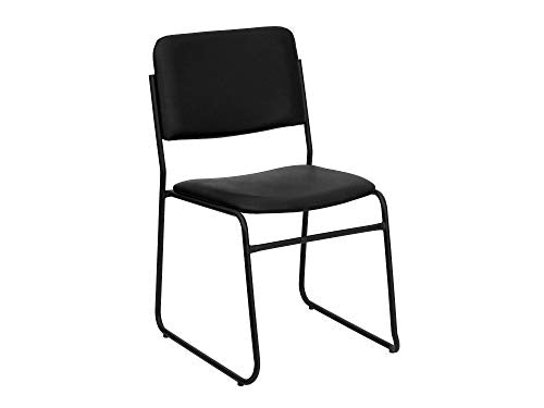 Flash Furniture HERCULES Series 500 lb. Capacity High Density Black Vinyl Stacking Chair with Sled Base | Vinyl Upholstery, 500 LBS. Weight Capacity - color: Black Vinyl/Black Frame, size: Set of 1
