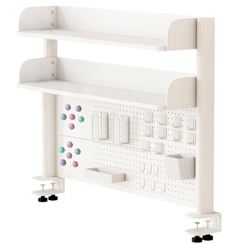 Clamp On Desk Organizer Shelf,Desk Extender Pegboard,White,23.6in | Computer Desk Accessories for Office,Desktop Bookshelf Storage Shelves for Desk, Desktop Shelving System - size: 60cm