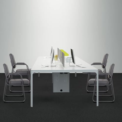 CLATINA Waiting Room Chair | Leather Guest Chair with Padded Arms no Wheels for Office Reception Conference Desk with Sled Base Grey, 1PK - color: Gray(sled Base), size: 1 pack