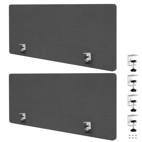 2 Pack Clamp-on 61 x 24 Inch Privacy Panel Cubicle Desk Divider with 4 C-Type Clamps Acoustic Partition for Office Study Library