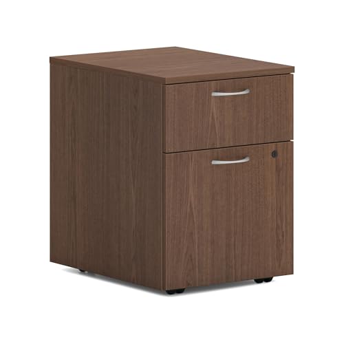 HON MOD Mobile File Cabinet, 2 Storage Drawers Filing Cabinet, Walnut - color: Walnut, style: 1 Box Drawer / 1 File Drawer