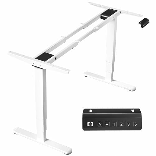 VIVO Electric Dual Motor Stand Up Desk Frame for 40 to 85 inch Table Tops, Frame Only, 3 Stage Height Adjustable DIY Workstation with Memory Controller, White, DESK-V103EW - color: White, size: 3 Stage