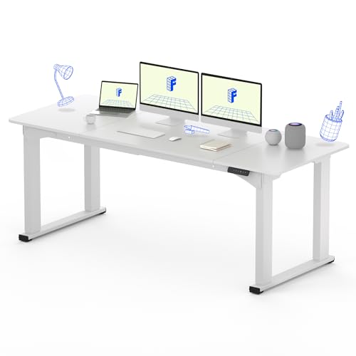 FLEXISPOT 4-Leg Standing Desk, 78"x32", Electric Height Adjustable, White - size: 78"x32"