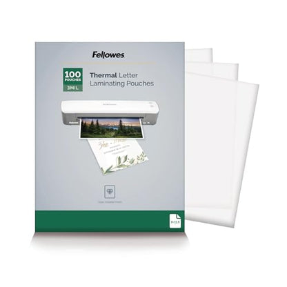Fellowes Thermal Laminating Pouches, Letter Size Sheets, 3 Mil, 100pk | Premium Protection, Dry-Erase Friendly, Perfect for Classroom School Supplies & Projects, For Use with All Thermal Laminators - style: 3mil - 100 Pack